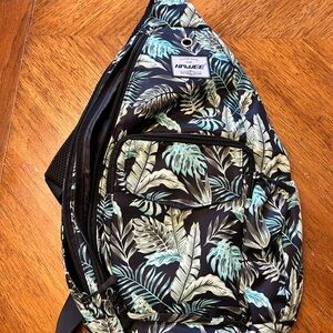 Black and Green Leaf Print sling Bag